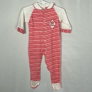 Babygro Vintage Red/White Stripe Baby's First Christmas Footed Pajamas 19-24 lbs
